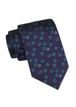 Męski Krawat - Angelo di Monti - Motyw w Kwiaty, Granatowy KRADM2141 ze sklepu JegoSzafa.pl w kategorii Krawaty - zdjęcie 173500837