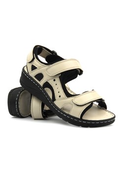 Sportowe sandały damskie na rzepy, skórzane - Artiker 52C0294, beżowe ze sklepu ulubioneobuwie w kategorii Sandały damskie - zdjęcie 173502396