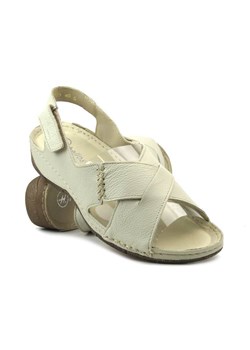 Skórzane sandały damskie ze skrzyżowanymi paskami - HELIOS Komfort 229-1, ecri ze sklepu ulubioneobuwie w kategorii Sandały damskie - zdjęcie 173502525