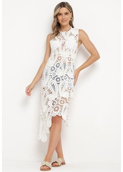Biała Asymetryczna Bawełniana Sukienka z Koronki Kranea ze sklepu Born2be Odzież w kategorii Sukienki - zdjęcie 173503835