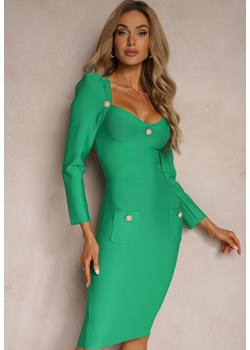 Zielona Sukienka Dopasowana Delanthe ze sklepu Renee odzież w kategorii Sukienki - zdjęcie 173503955