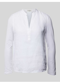 Top bluzkowy lniany z kołnierzem z lamówką ze sklepu Peek&Cloppenburg  w kategorii Bluzki damskie - zdjęcie 173504417