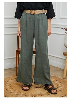 La Compagnie Du Lin Lniane spodnie w kolorze khaki ze sklepu Limango Polska w kategorii Spodnie damskie - zdjęcie 173504558