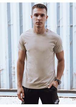 T-shirt męski bez nadruku beżowy RX4894 ze sklepu DSTREET.PL w kategorii T-shirty męskie - zdjęcie 173506498
