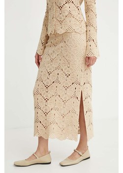 By Malene Birger spódnica bawełniana CANTALA kolor beżowy midi prosta Q72363002 ze sklepu ANSWEAR.com w kategorii Spódnice - zdjęcie 173506668