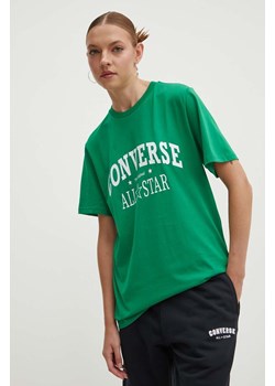 Converse t-shirt bawełniany kolor zielony z nadrukiem 10026458-A01 ze sklepu ANSWEAR.com w kategorii T-shirty męskie - zdjęcie 173506828