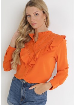 Pomarańczowa Koszula z Ozdobnym Kołnierzem z Falbaną Acitani ze sklepu Born2be Odzież w kategorii Koszule damskie - zdjęcie 173507058