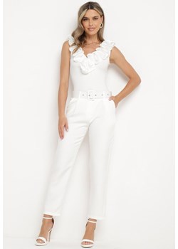 Białe Spodnie Vikifona ze sklepu Born2be Odzież w kategorii Spodnie damskie - zdjęcie 173507165