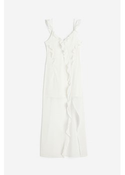H & M - Szyfonowa sukienka z falbanką - Biały ze sklepu H&M w kategorii Sukienki - zdjęcie 173507315