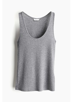 H & M - Prążkowany top bez rękawów - Szary ze sklepu H&M w kategorii Bluzki damskie - zdjęcie 173507375