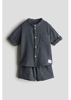 H & M - Komplet z bawełnianego muślinu 2-częściowy - Szary ze sklepu H&M w kategorii Odzież dla niemowląt - zdjęcie 173507379
