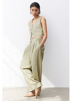 H & M - Eleganckie spodnie z domieszką lnu - Zielony ze sklepu H&M w kategorii Spodnie damskie - zdjęcie 173507415