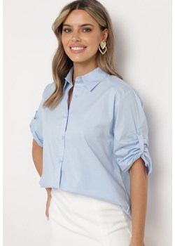 Jasnoniebieska Klasyczna Koszula z Bawełny Oversize Heriadie ze sklepu Born2be Odzież w kategorii Koszule damskie - zdjęcie 173508226