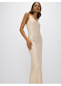 Reserved - Satynowa sukienka maxi z wiskozy - beżowy ze sklepu Reserved w kategorii Sukienki - zdjęcie 173510386