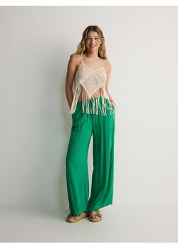 Reserved - Spodnie z wiskozy - zielony ze sklepu Reserved w kategorii Spodnie damskie - zdjęcie 173510426