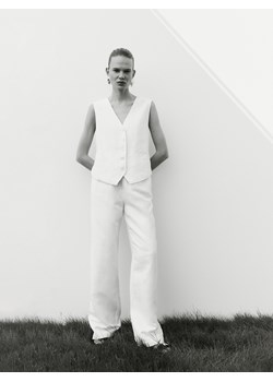 Reserved - Szerokie spodnie z dodatkiem lnu - biały ze sklepu Reserved w kategorii Spodnie damskie - zdjęcie 173510899