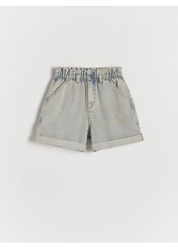 Reserved - Jeansowe szorty z efektem sprania - niebieski ze sklepu Reserved w kategorii Spodenki dziewczęce - zdjęcie 173511105