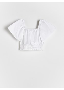 Reserved - Gładka bluzka z bufkami - biały ze sklepu Reserved w kategorii Bluzki dziewczęce - zdjęcie 173511517