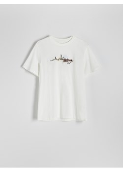 Reserved - T-shirt regular z nadrukiem - złamana biel ze sklepu Reserved w kategorii T-shirty męskie - zdjęcie 173511599