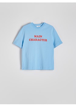 Reserved - T-shirt z napisem - jasnoniebieski ze sklepu Reserved w kategorii Bluzki damskie - zdjęcie 173511676