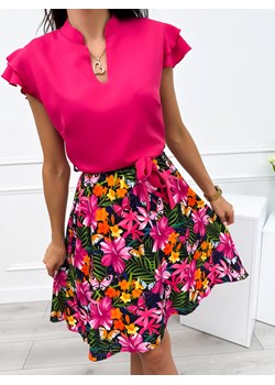 Różowa Sukienka w Roślinny Wzór ze sklepu ModnaKiecka.pl w kategorii Sukienki - zdjęcie 173512255