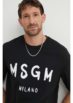 MSGM t-shirt bawełniany męski kolor czarny z nadrukiem 2000MM510.200002 ze sklepu ANSWEAR.com w kategorii T-shirty męskie - zdjęcie 173512935