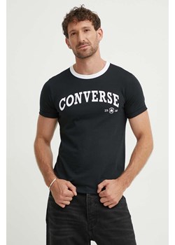 Converse t-shirt bawełniany kolor czarny z nadrukiem 10026365-A02 ze sklepu ANSWEAR.com w kategorii T-shirty męskie - zdjęcie 173513228
