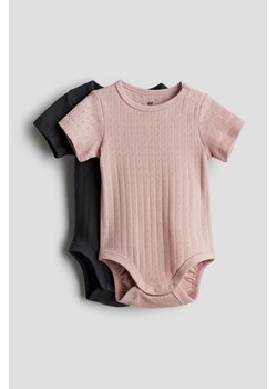 H & M - Ażurowe body 2-pak - Różowy ze sklepu H&M w kategorii Odzież dla niemowląt - zdjęcie 173514408