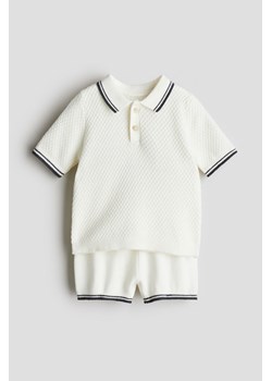 H & M - 2-piece pattern-knit set - Biały ze sklepu H&M w kategorii Odzież dla niemowląt - zdjęcie 173514458