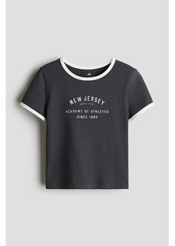 H & M - Bawełniany top z nadrukiem - Szary ze sklepu H&M w kategorii Bluzki dziewczęce - zdjęcie 173514469