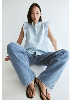H & M - Bluzka z domieszką lnu - Niebieski ze sklepu H&M w kategorii Bluzki damskie - zdjęcie 173514478