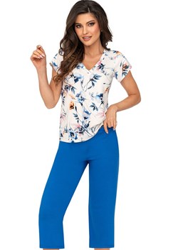 Dwuczęściowa piżama damska Astrid 3/4, Kolor ecru-niebieski, Rozmiar S, Donna ze sklepu Primodo w kategorii Piżamy damskie - zdjęcie 173515055
