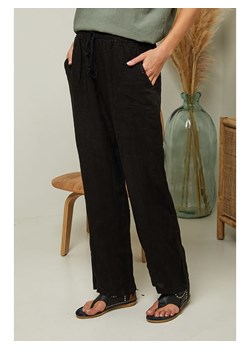 La Compagnie Du Lin Lniane spodnie &quot;Nadira&quot; w kolorze czarnym ze sklepu Limango Polska w kategorii Spodnie damskie - zdjęcie 173516567