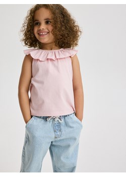 Reserved - T-shirt z falbaną - różowy ze sklepu Reserved w kategorii Bluzki dziewczęce - zdjęcie 173519156