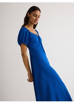 Reserved - Sukienka z wiskozą i lnem - niebieski ze sklepu Reserved w kategorii Sukienki - zdjęcie 173519457
