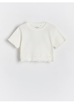 Reserved - T-shirt z falbankami - złamana biel ze sklepu Reserved w kategorii Bluzki dziewczęce - zdjęcie 173519487