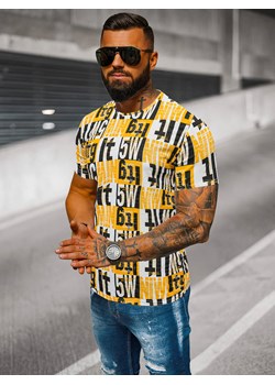 T-shirt męski z nadrukiem żółto-czarny OZONEE O/BL66Z ze sklepu ozonee.pl w kategorii T-shirty męskie - zdjęcie 173520445