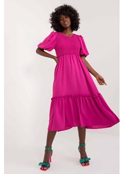 Damska różowa zwiewna sukienka z falbaną ze sklepu 5.10.15 w kategorii Sukienki - zdjęcie 173520507