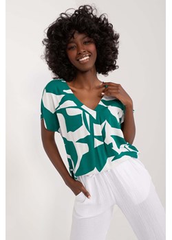 Letnia bluzka zielona z printem Sublevel z wiskozy ze sklepu 5.10.15 w kategorii Bluzki damskie - zdjęcie 173520518