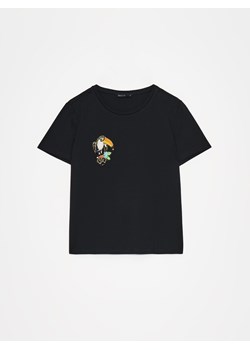 Mohito - Czarny t-shirt z aplikacją - czarny ze sklepu Mohito w kategorii Bluzki damskie - zdjęcie 173520919