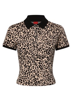 HUGO Damska koszulka polo - Delgiude_1 Kobiety czarny wzorzysty ze sklepu vangraaf w kategorii Bluzki damskie - zdjęcie 173522505
