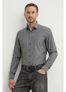 Calvin Klein koszula męska kolor szary slim z kołnierzykiem klasycznym K10K113165 ze sklepu ANSWEAR.com w kategorii Koszule męskie - zdjęcie 173523756