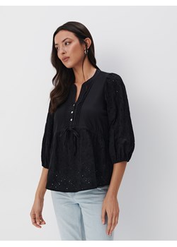 Mohito - Bawełniana czarna bluzka - czarny ze sklepu Mohito w kategorii Bluzki damskie - zdjęcie 173525486
