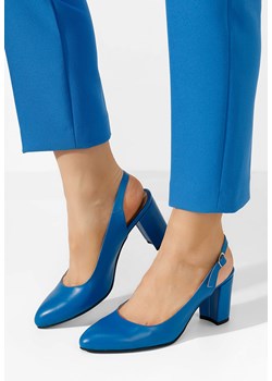 Niebieskie półbuty damskie skórzane Corusa ze sklepu Zapatos w kategorii Czółenka - zdjęcie 173526117