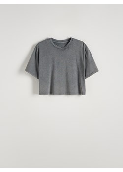 Reserved - Bawełniany t-shirt - szary ze sklepu Reserved w kategorii Bluzki damskie - zdjęcie 173526436