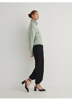 Reserved - Sweter z warkoczowym splotem - jasnozielony ze sklepu Reserved w kategorii Swetry damskie - zdjęcie 173526598