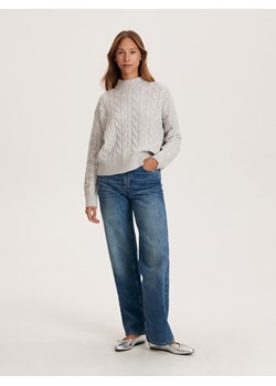 Reserved - Sweter z warkoczowym splotem - jasnoszary ze sklepu Reserved w kategorii Swetry damskie - zdjęcie 173526625