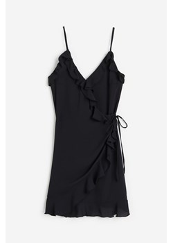 H & M - Kopertowa sukienka z falbaną - Czarny ze sklepu H&M w kategorii Sukienki - zdjęcie 173527608