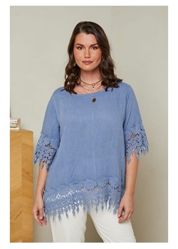 Curvy Lady Lniana bluzka w kolorze niebieskim ze sklepu Limango Polska w kategorii Bluzki damskie - zdjęcie 173529295
