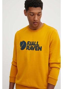 Fjallraven bluza bawełniana męska kolor żółty z nadrukiem ze sklepu ANSWEAR.com w kategorii Bluzy męskie - zdjęcie 173531319